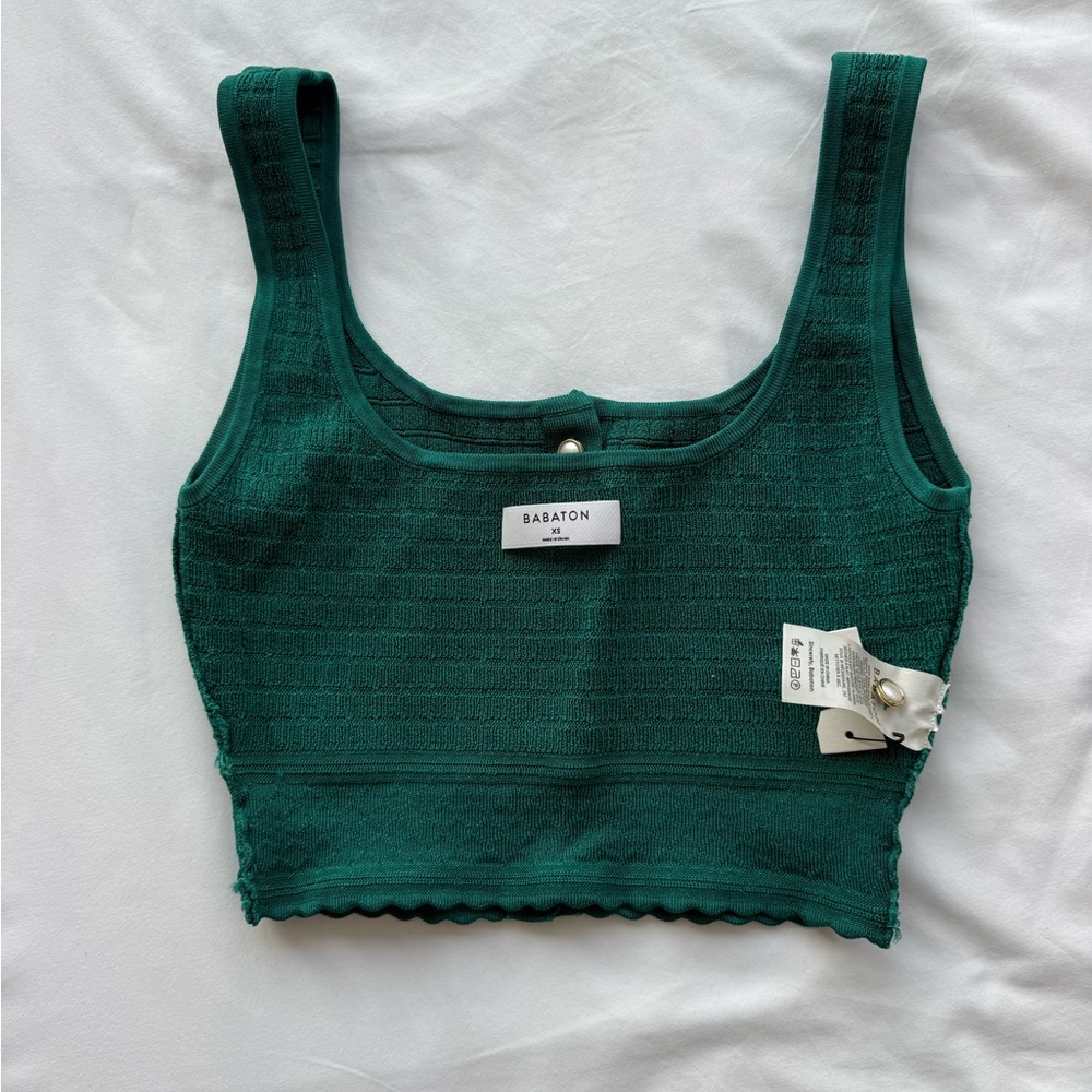Aritzia Babaton Emerald Green Button-Up Tank Top - Picture 3 of 8